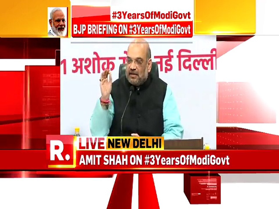 BJP President Amit Shah briefs the media on #3YearsOfModiGovt
