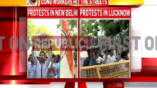 Congress protests against Modi Government in New Delhi and Lucknow