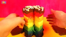 Play Doh Rainbow Cake Surprise _ Spiderman, Frozedsan, Angry Birds & Shopkins Surprises _