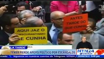 Escándalo de corrupción y protestas hacen que se reduzca el apoyo político al presidente de Brasil, Michel Temer