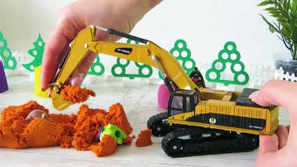 Surprise - Kinetic Sand - Excavator toys for kids - Vehicles for Kids - Toys video for children