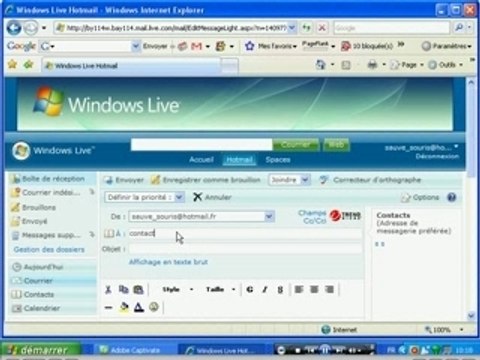 Tutoriel envoyer mail: SAUVESOURIS.com