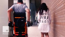 Someone has invented a simple wheelchair that gives users the freedom to move upright