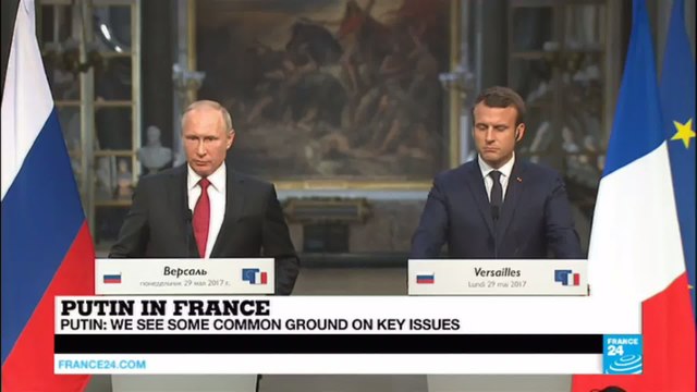 Putin in France: Russian President reacts on Election hacking, #MacronLeaks, Le Pen's visit