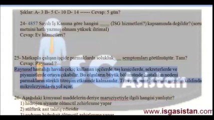 24 Mayıs 2014 İşyeri Hekimliği Sınav Soruları