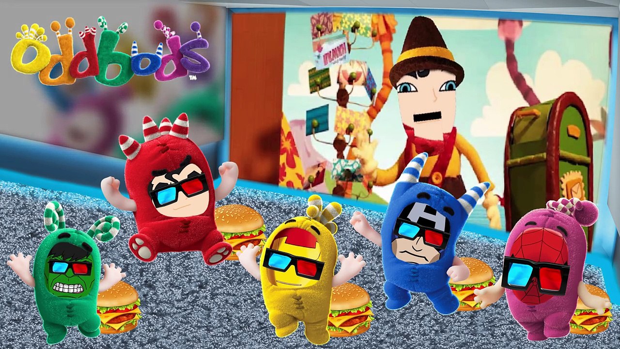 Oddbods and Marvel Superheroes in Cinema Finger Family - Nursery Rhymes for Children