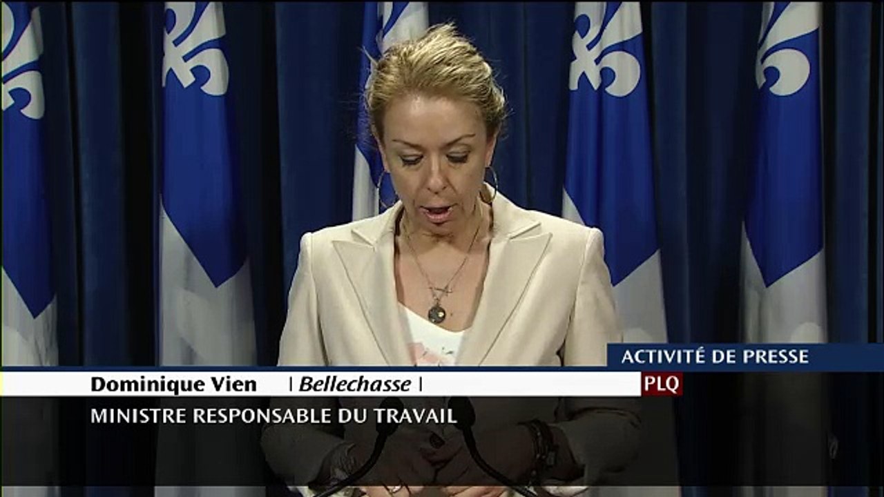 Loi spéciale: Point de presse de la ministre Dominique Vien