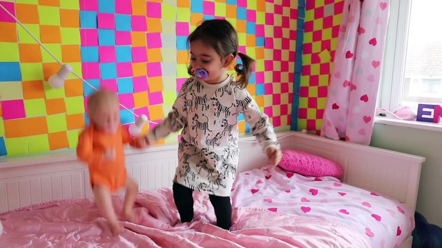 Crying Babies Jumping in the Bed Feeding Bad Babies