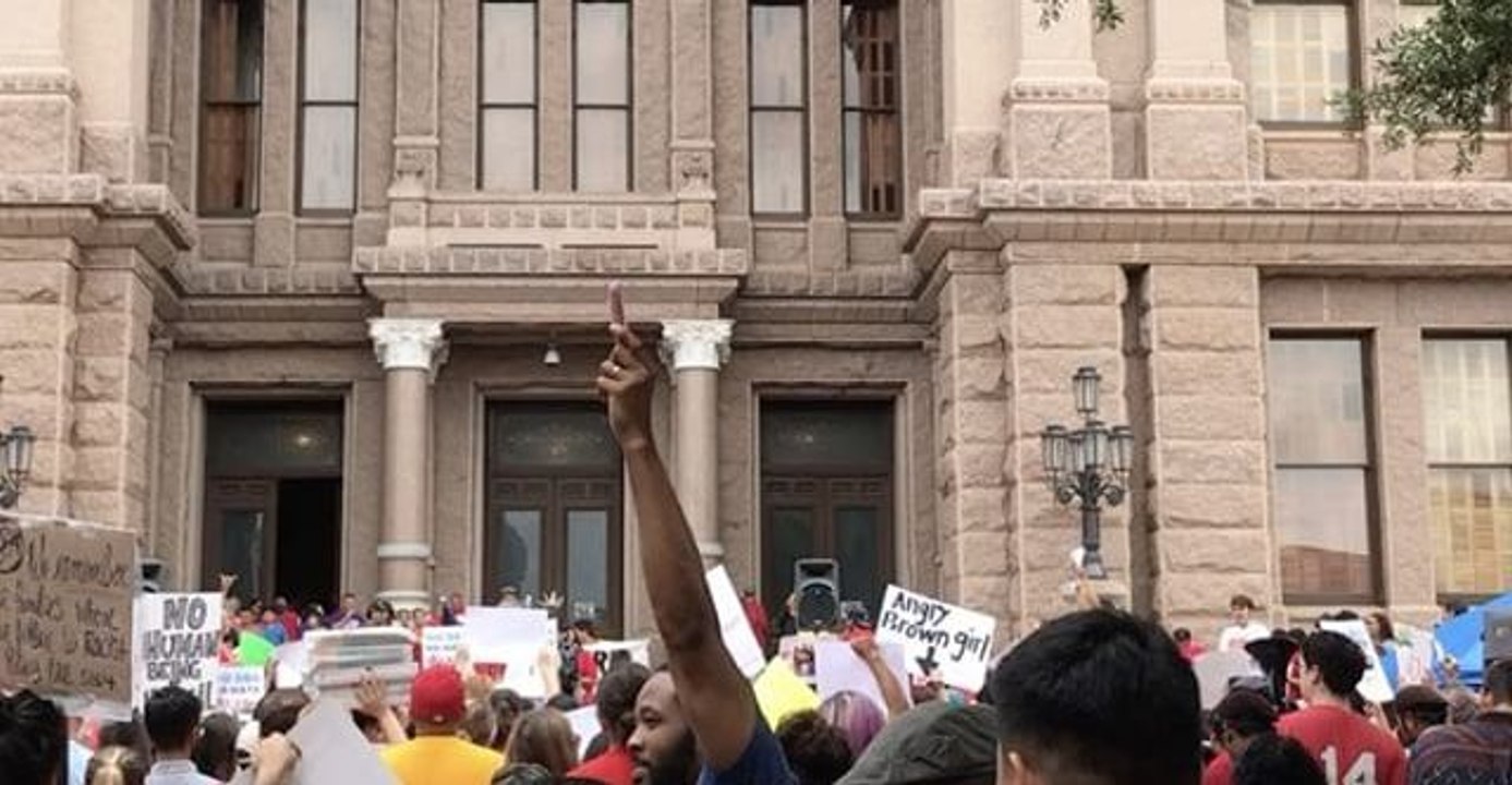 Protesters Rally Against SB4 Outside Texas State Capitol in Austin