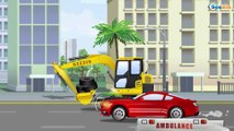 The Red Dump Truck & Crane - Construction Trucks Cartoon Kids Video World of Cars for children