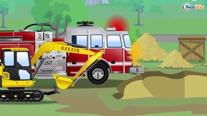 Construcción De Una Casa: El Camión, Grúa, Excavadora infantiles - Caricatura de Carritos Para Niños