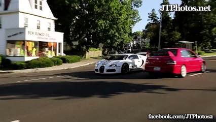 Matte white Bugatti Veyron full throttle acceleration