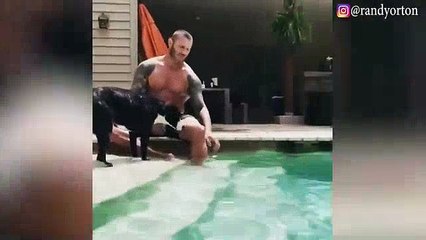 WATCH: Randy Orton RKO's his own son into pool