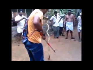 yılanlarla acımasızca dans eden adam