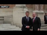 First Meeting: Macron welcomes Putin to Versailles