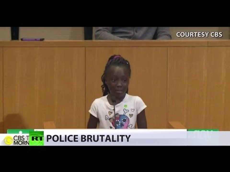 ‘We shouldn’t feel like this’: 9yo girl makes tearful appeal to end police violence in US