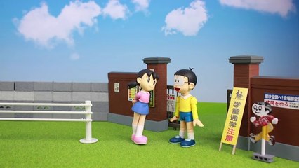 Doraemon Nobita and Shizuka (Noby and Sue) rain day stop motion animation ドラえもん ALPACO