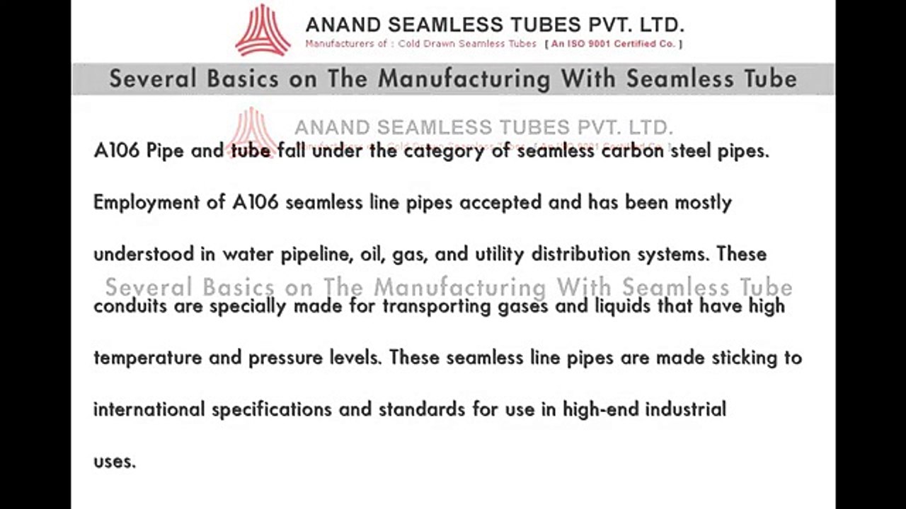 Several Basics on The Manufacturing With Seamless Tube