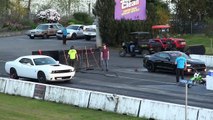 2017 Scat Pack Shaker Challenger vs 2016 Mustang Gt plus two more drag races of Scat