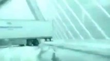 Tractor Trailer almost does a 180 in snow on Zakim B
