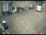 Funny Forklift Accident Wastes Beer