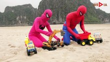 Fire truck, Excavator, Trucks, Spiderman and Friends Video for kids   Construction trucks Abck