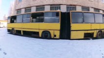 Abandoned buses. Forgotten rusty buses. Abandoned vehicles Ika