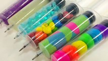 DIY 6 Syringe Pens  Galaxy & Glow in the Dark Slime, Kinetic Sand, Skittles, Play-doh & Orbe