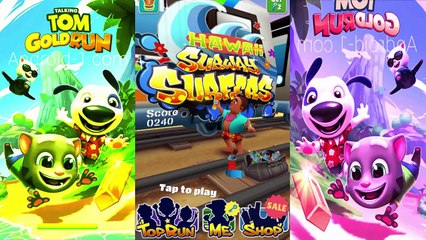 Talking Tom Gold Run and Subway Surfers Hawaii vs Tom Frosty Funny Colors Video for Kids,Cartoons animated anime game 2017