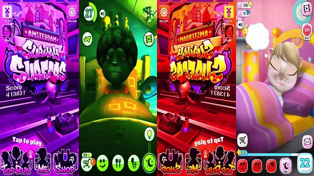 Kids cartoons My Talking Angela vs Talking Tom and Subway surf Colors Level 35 - animated series,Cartoons animated anime game 2017