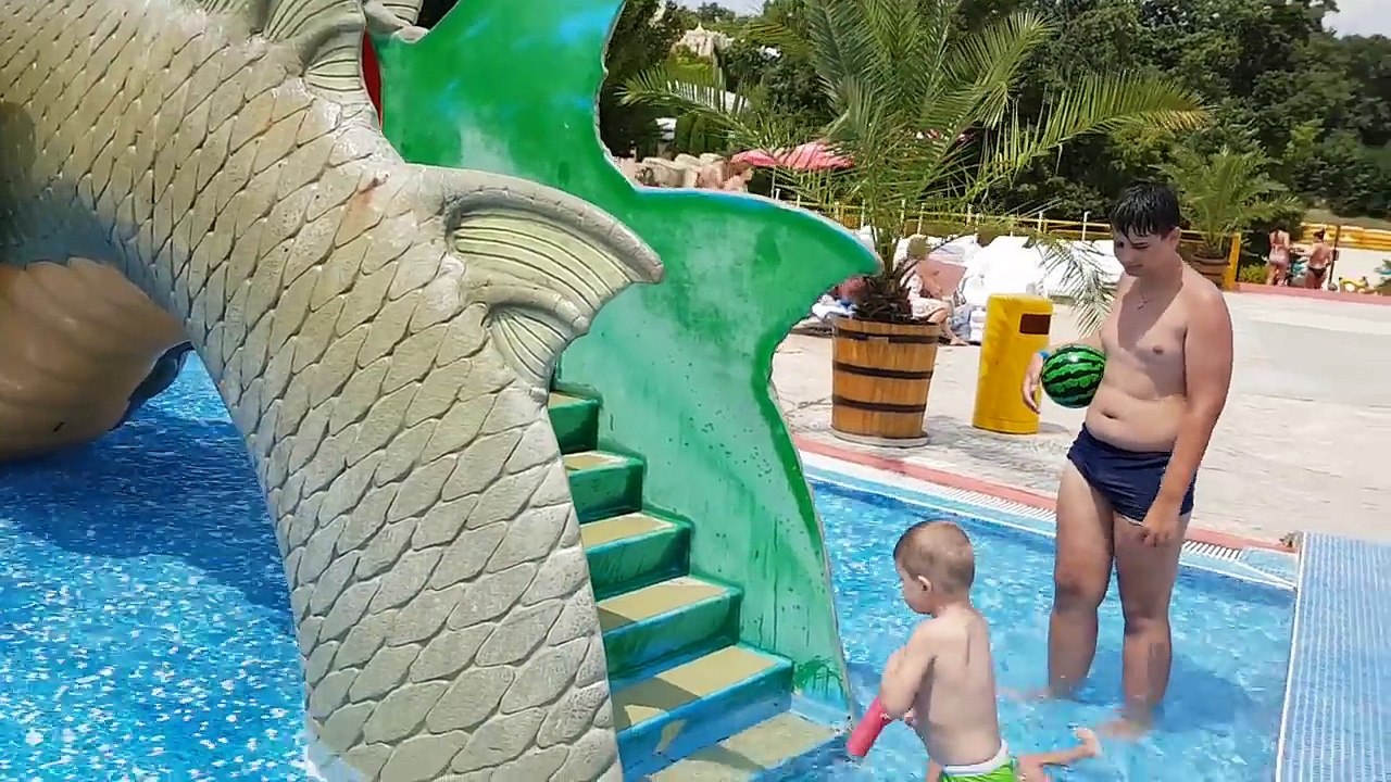 Outdoor playground fun for kids at Water Park. Video from KIDS TOYS CHANNEL