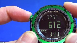 Pyle PSWWM82GN Digital Multifunction Sports Watch with Altimeter, Barometer, and Thermometer