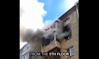 Une famille saute par la fenêtre pour échapper à un incendie.