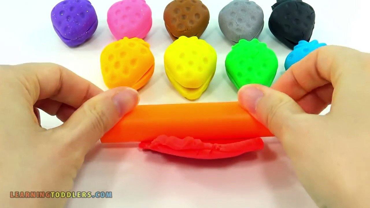 Play Dough Strawberry with Duck Animal Mold Fun and Creative for Kids Learn Colors Educati