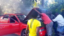 LiveLeak - car catches fire on highway in Ocho Rios, Jamaica