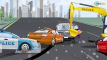 Yellow & Red Racing Cars and Police Car - The Big Race in the City of Cars NEW KIDS CARTOON