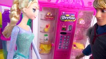 Disney Frozen Queen Elsa Doll Stocks Barbie Vending Machine with Shopkins Season 2 & 3 Toy