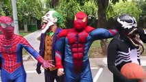 Spiderman SAW Carnivorous Flower! Superheroes Muscle Venom Joker Fun Children Action Movie Natural