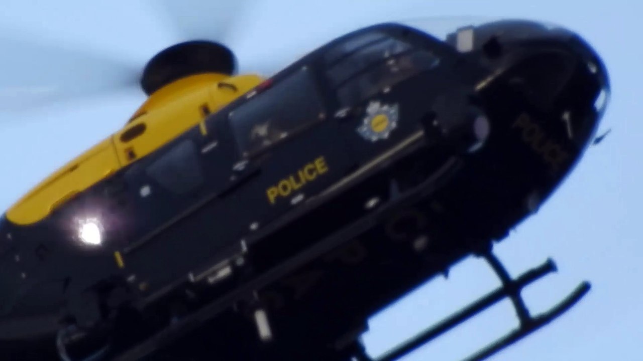 Close up of the Police Helicopter Hovering over Ifield West 27 March 2016