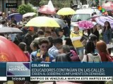 Docentes colombianos continúan exigiendo se atiendan sus demandas
