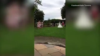 Boyfriend's reaction when girlfriend catches bouquet