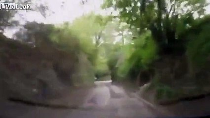 Biker slams into the side of a female driver