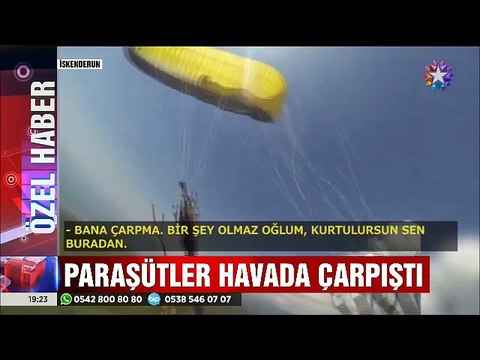 Havada korku dolu anlar yamaç paraşütçüleri havada böyle çarpıştı
