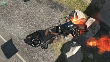 Beamng drive - Rockfall Crashes #1 (with real sounds, rock slides crashes)