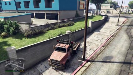 Tow Truck Hooks Wall And Gets Stuck -  GTA V on PS4 Funny Moments