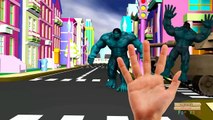 3D Superheros Hulk Finger Family Rhymes | Learning Construction Vehicles Names For Childre