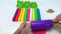 LEARNING Colours with Play Dough Modelling Clay with Frog Bird Leaf Butterfly Molds Fun fo