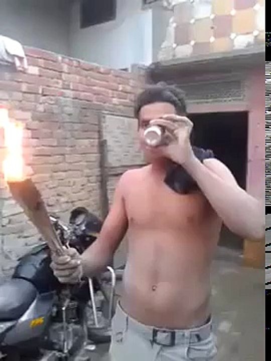 Unbelivelable a boy play with Fire 2016