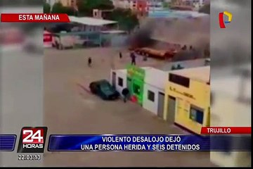 Violento desalojo deja una mujer herida y seis detenidos en Trujillo