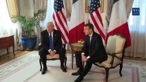 President Trump And Strong Handshake With New President Macron